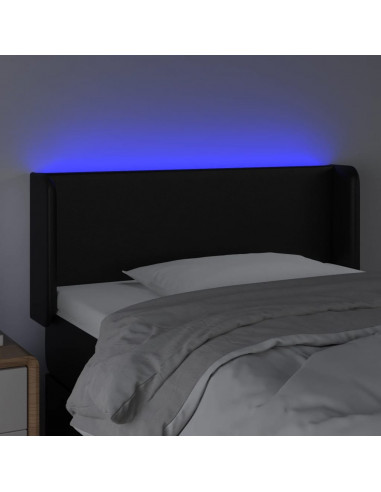 Testiera a LED Nera 93x16x78/88 cm in Similpelle