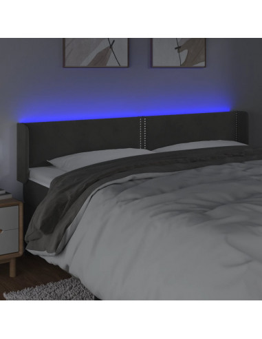 Testiera a LED Grigio Scuro 203x16x78/88 cm in Velluto