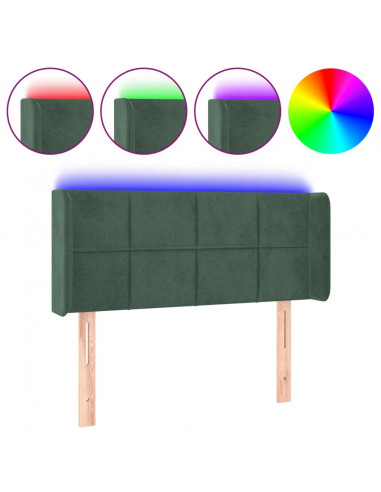 Testiera a LED Verde scuro 93x16x78/88 cm in Velluto