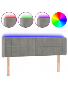 Testiera Grigio Chiaro a LED 147x16x78/88 cm in Velluto 2