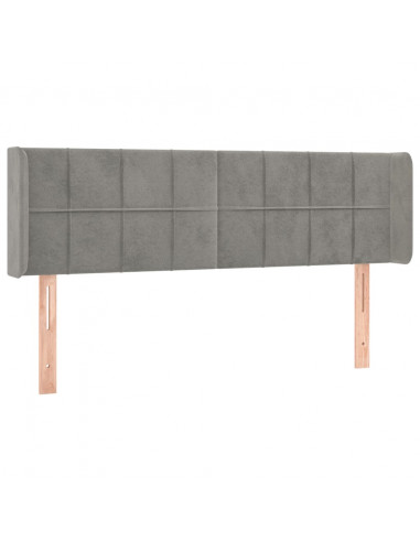 Testiera Grigio Chiaro a LED 147x16x78/88 cm in Velluto