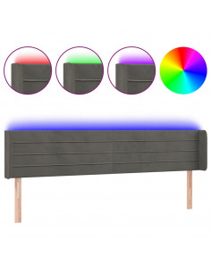 Testiera a LED Grigio Scuro 203x16x78/88 cm in Velluto 2