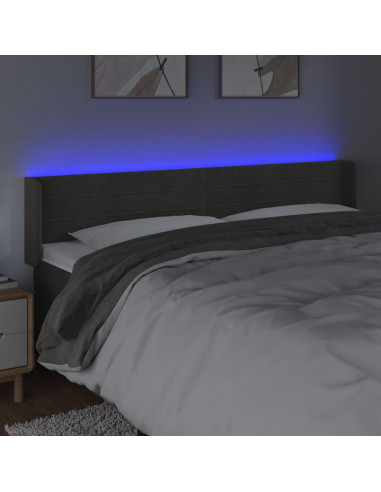 Testiera a LED Grigio Scuro 203x16x78/88 cm in Velluto