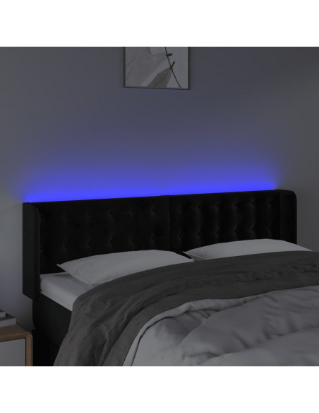 Testiera a LED Nera 147x16x78/88 cm in Velluto