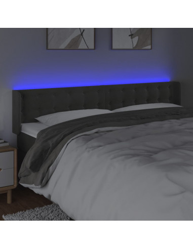 Testiera a LED Grigio Scuro 203x16x78/88 cm in Velluto