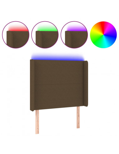 Testiera a LED Marrone Scuro 83x16x118/128 cm in Tessuto