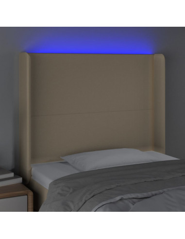 Testiera a LED Crema 83x16x118/128 cm in Tessuto