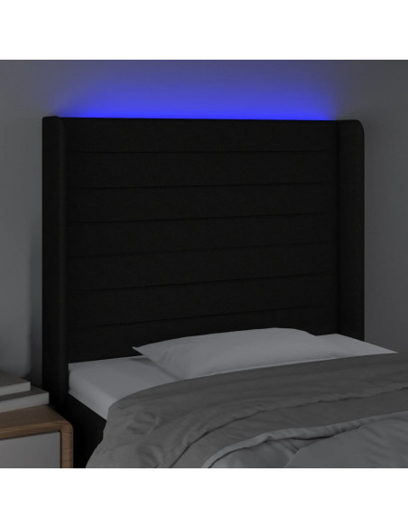 Testiera a LED Nera 83x16x118/128 cm in Tessuto