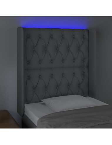 Testiera a LED Grigio Chiaro 83x16x118/128 cm in Tessuto