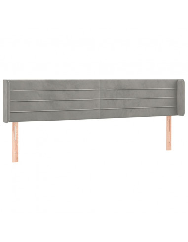 Testiera a LED Grigio Chiaro 163x16x78/88 cm in Velluto