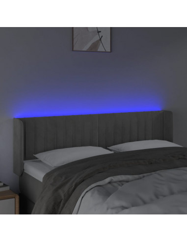 Testiera Grigio Chiaro a LED 147x16x78/88 cm in Velluto