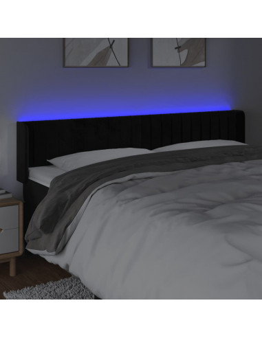 Testiera a LED Nera 203x16x78/88 cm in Velluto