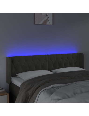 Testiera a LED Grigio Scuro 163x16x78/88 cm in Velluto