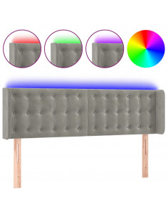 Testiera Grigio Chiaro a LED 147x16x78/88 cm in Velluto 2