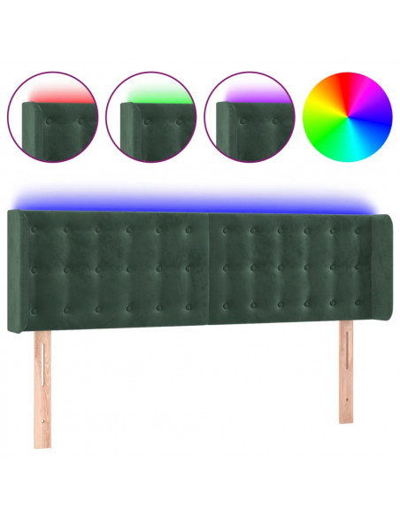 Testiera a LED Verde Scuro 147x16x78/88 cm in Velluto