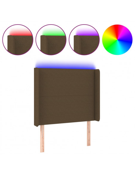Testiera a LED Marrone Scuro 103x16x118/128 cm in Tessuto