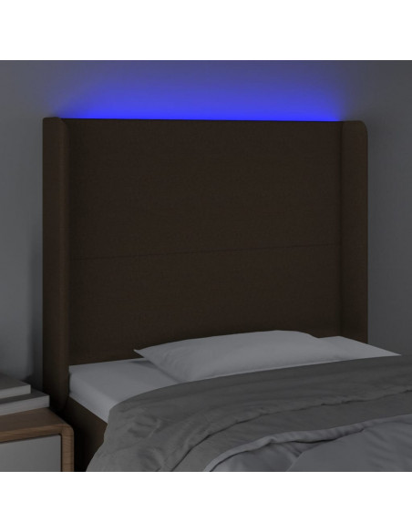 Testiera a LED Marrone Scuro 103x16x118/128 cm in Tessuto