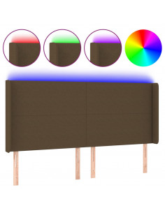 Testiera a LED Marrone Scuro 203x16x118/128 cm in Tessuto 2