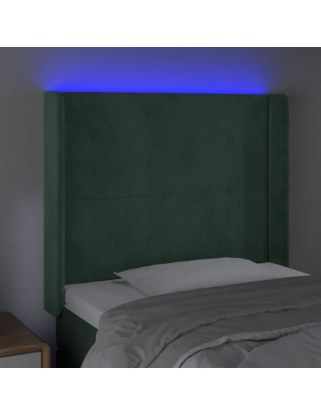 Testiera a LED Verde Scuro 103x16x118/128 cm in Velluto