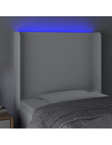 Testiera a LED Bianco 103x16x118/128 cm in Similpelle