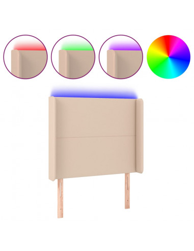 Testiera a LED Cappuccino 103x23x118/128 cm in Similpelle