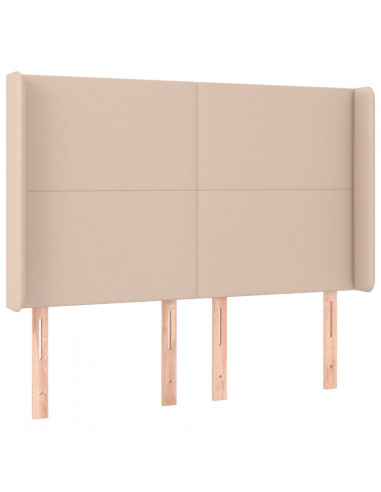 Testiera a LED Cappuccino 147x16x118/128 cm in Similpelle