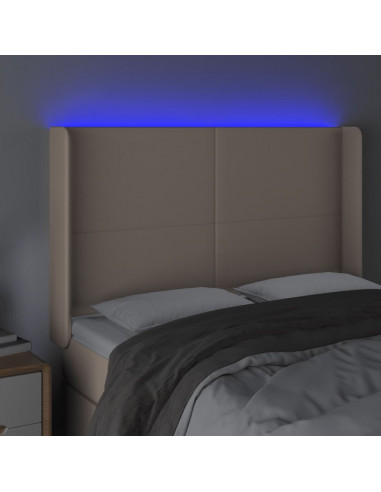 Testiera a LED Cappuccino 147x16x118/128 cm in Similpelle