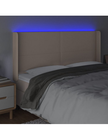 Testiera a LED Cappuccino 203x16x118/128 cm in Similpelle