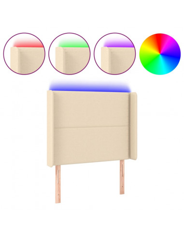 Testiera a LED crema 93x16x118/128 cm in Tessuto