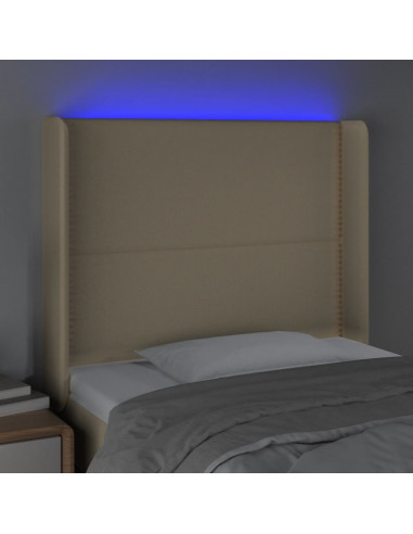 Testiera a LED crema 93x16x118/128 cm in Tessuto