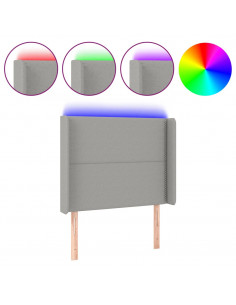 Testiera a LED Grigio Chiaro 103x16x118/128 cm in Tessuto 2