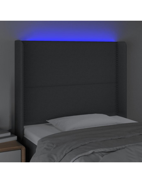 Testiera a LED GrigioScuro 103x16x118/128cm inTessuto