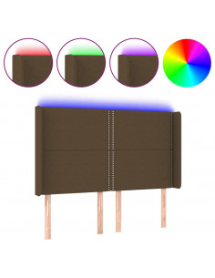 Testiera a LED MarroneScuro147x16x118/128cm inTessuto 2