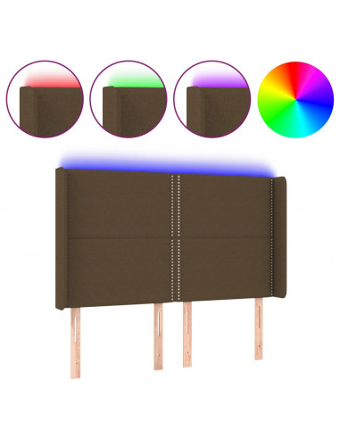 Testiera a LED MarroneScuro147x16x118/128cm inTessuto