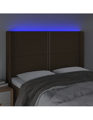 Testiera a LED MarroneScuro147x16x118/128cm inTessuto