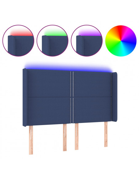 Testiera a LED Blu 147x16x118/128 cm in Tessuto