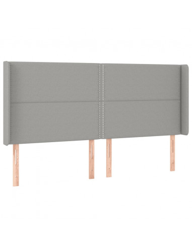 Testiera a LED Grigio Chiaro 203x16x118/128 cm in Tessuto