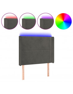 Testiera a LED Grigio Scuro 103x16x118/128cm in Velluto 2