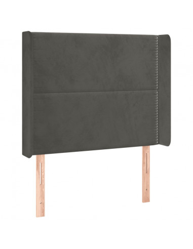 Testiera a LED Grigio Scuro 103x16x118/128cm in Velluto