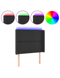 Testiera a LED Nera 83x16x118/128 cm in Similpelle 2