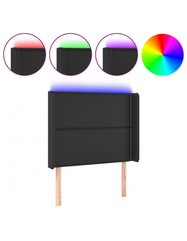 Testiera a LED Nera 83x16x118/128 cm in Similpelle