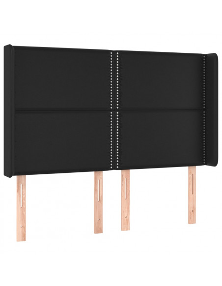 Testiera a LED Nera 147x16x118/128 cm in Similpelle