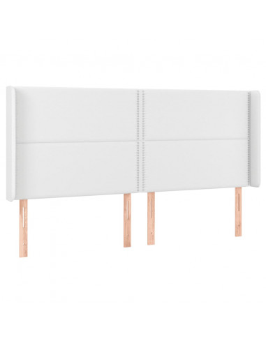 Testiera a LED Bianco 203x16x118/128 cm in Similpelle