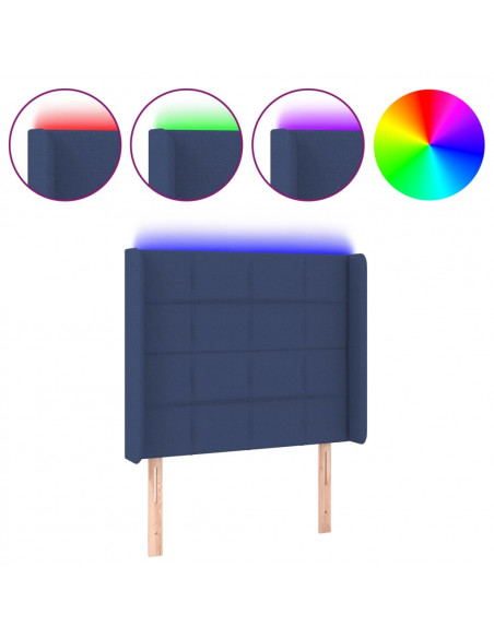 Testiera a LED Blu 103x16x118/128 cm in Tessuto