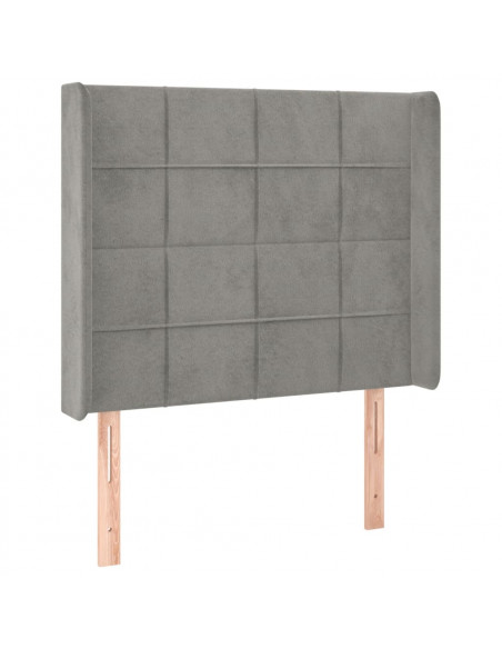 Testiera a LED Grigio Chiaro 93x16x118/128 cm in Velluto