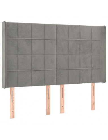 Testiera a LED Grigio Chiaro 147x16x118/128 cm in Velluto