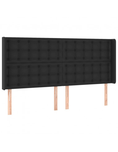 Testiera a LED Nera 163x16x118/128 cm in Similpelle