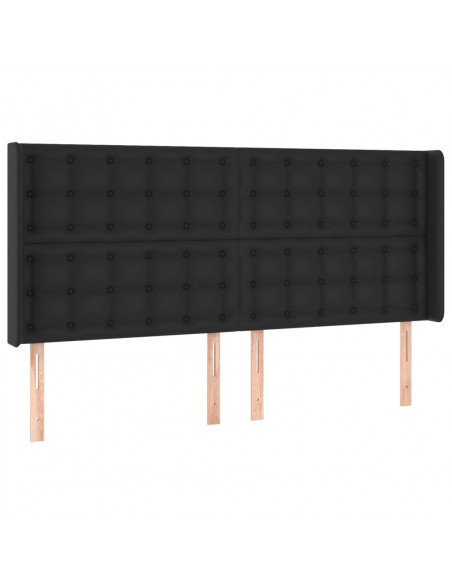 Testiera a LED Nera 163x16x118/128 cm in Similpelle