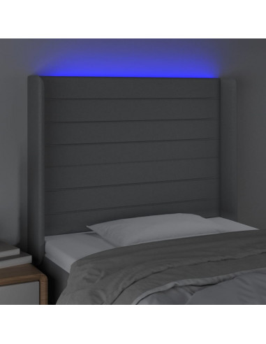 Testiera a LED Grigio Chiaro 103x16x118/128 cm in Tessuto