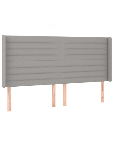 Testiera a LED Grigio Chiaro 203x16x118/128 cm in Tessuto